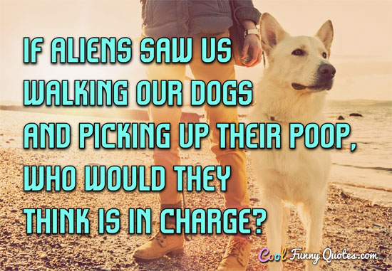 If aliens saw us walking our dogs and picking up their poop, who would they think is in charge?