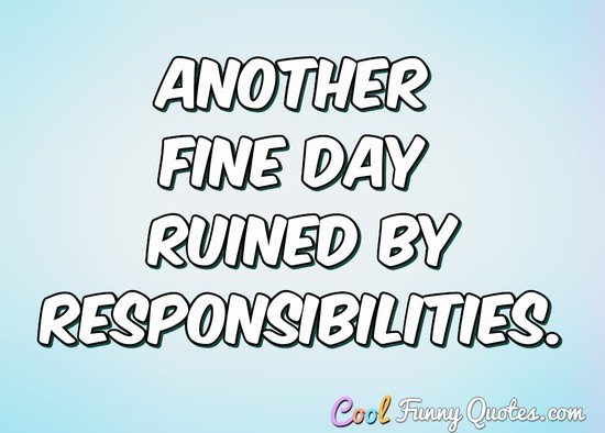Another fine day ruined by responsibilities... - Anonymous