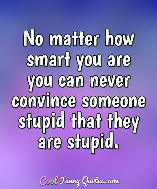 No matter how smart you are you can never convince someone stupid that they are stupid.