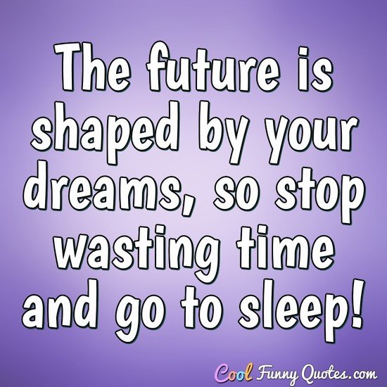 The future is shaped by your dreams, so stop wasting time and go to sleep!