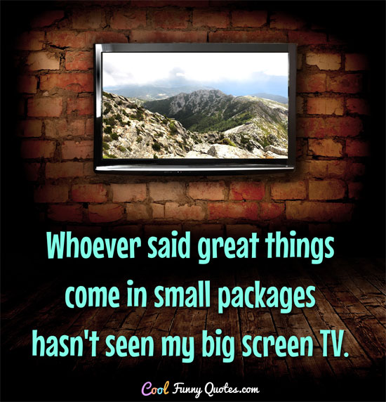 Whoever said great things come in small packages hasn't seen my big screen TV. - CoolFunnyQuotes.com