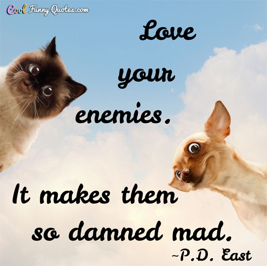 Love your enemies.  It makes them so damned mad.