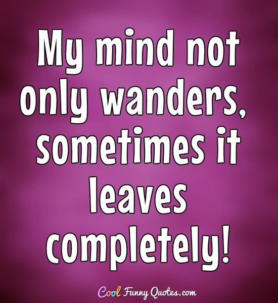 My mind not only wanders, sometimes it leaves completely! - Anonymous