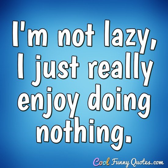 I'm not lazy, I just really enjoy doing nothing. - Anonymous