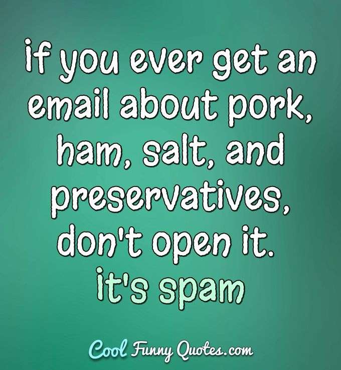 If you ever get an email about pork, ham, salt, and preservatives, don't open it. It's spam - Anonymous