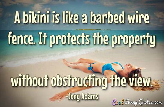 A bikini is like a barbed wire fence. It protects the property without obstructing the view.