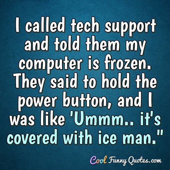 I called tech support and told them my computer is frozen.