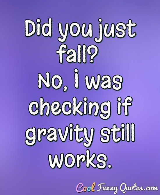 Did You Just Fall? No, I Was Checking If Gravity Still Works.