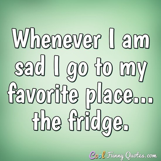 Whenever I am sad I go to my favorite place... the fridge.