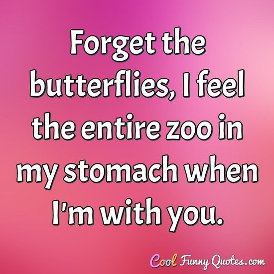 Forget the butterflies, I feel the entire zoo in my stomach when I'm with you. - Anonymous