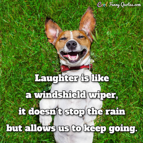 Laughter is like a windshield wiper, it doesn't stop the rain but allows us to keep going.