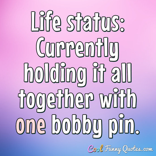 Life status: Currently holding it all together with one bobby pin. - Anonymous