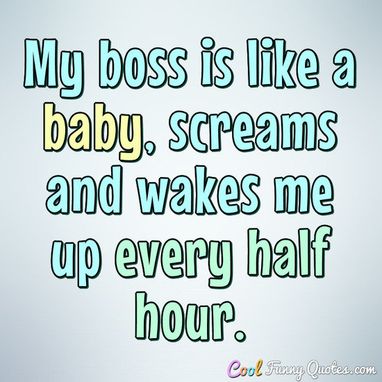 My boss is like a baby, screams and wakes me up every half hour. - Anonymous