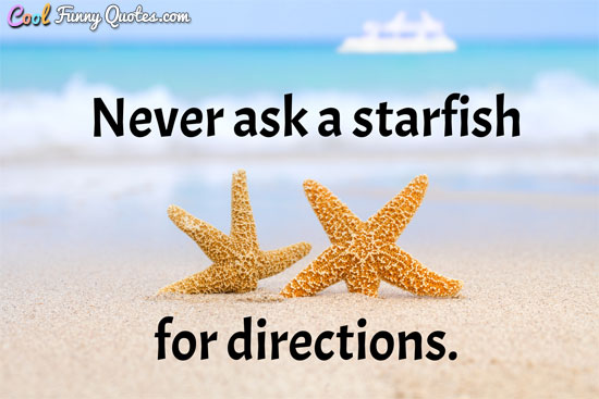 Never ask a starfish for directions. - Anonymous