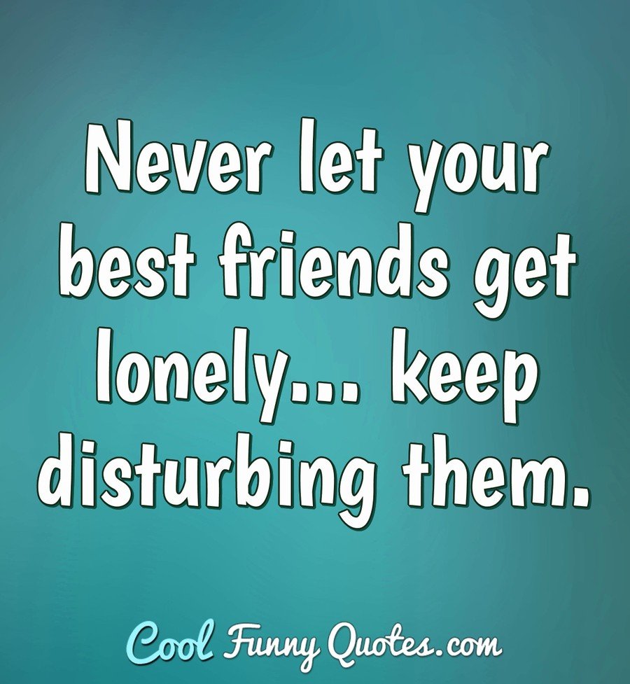 Never let your best friends get lonely... keep disturbing them.