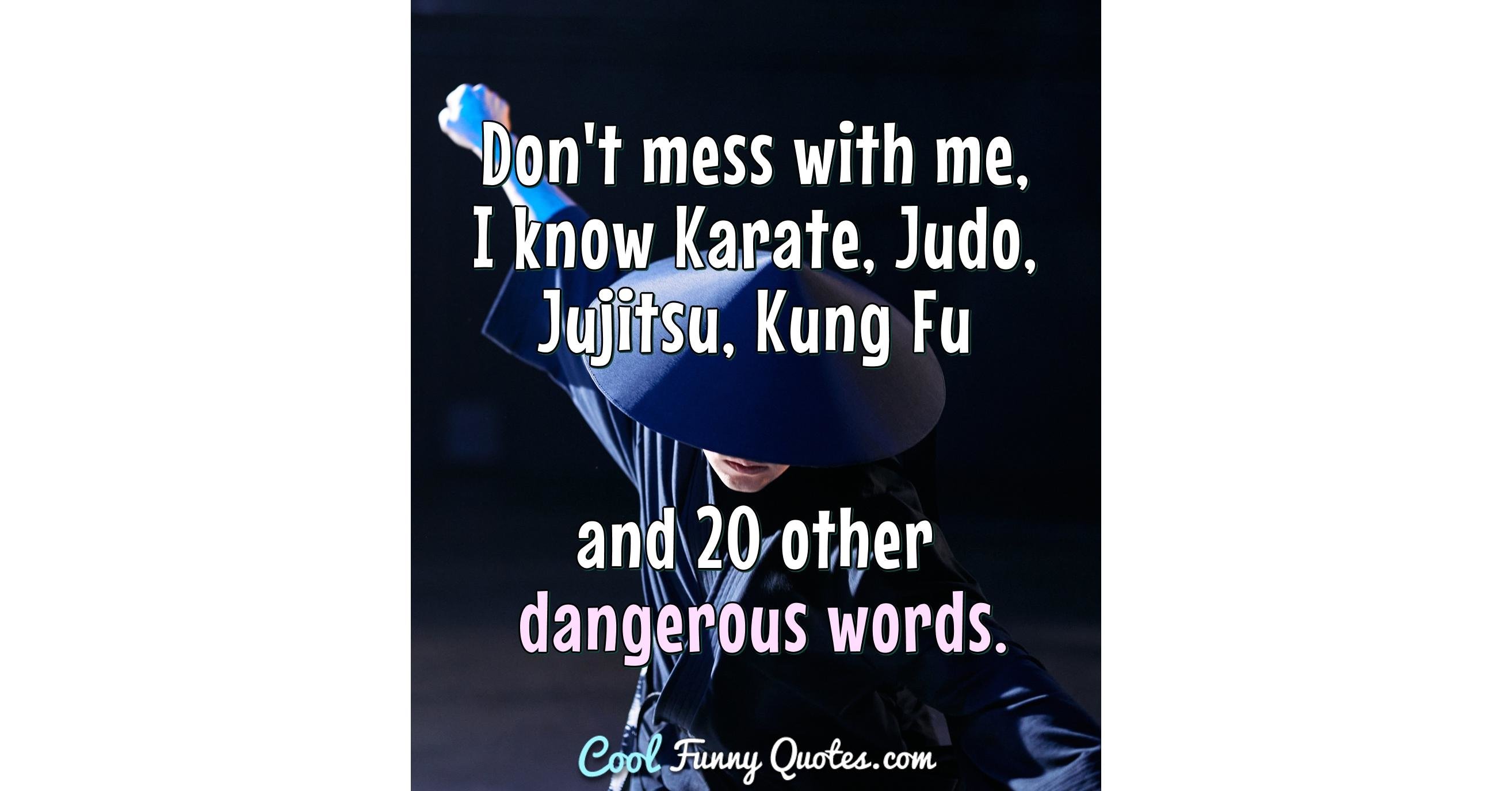 Don't mess with me, I know Karate, Judo, Jujitsu, Kung Fu and 20 other... Don't mess with me, I know Karate, Judo, Jujitsu, Kung Fu and 20 other...