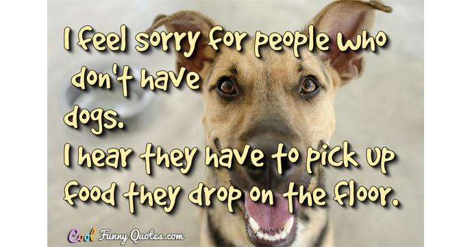 I feel sorry for people who don't have dogs. I hear they have to pick up food... I feel sorry for people who don't have dogs. I hear they have to pick up food...