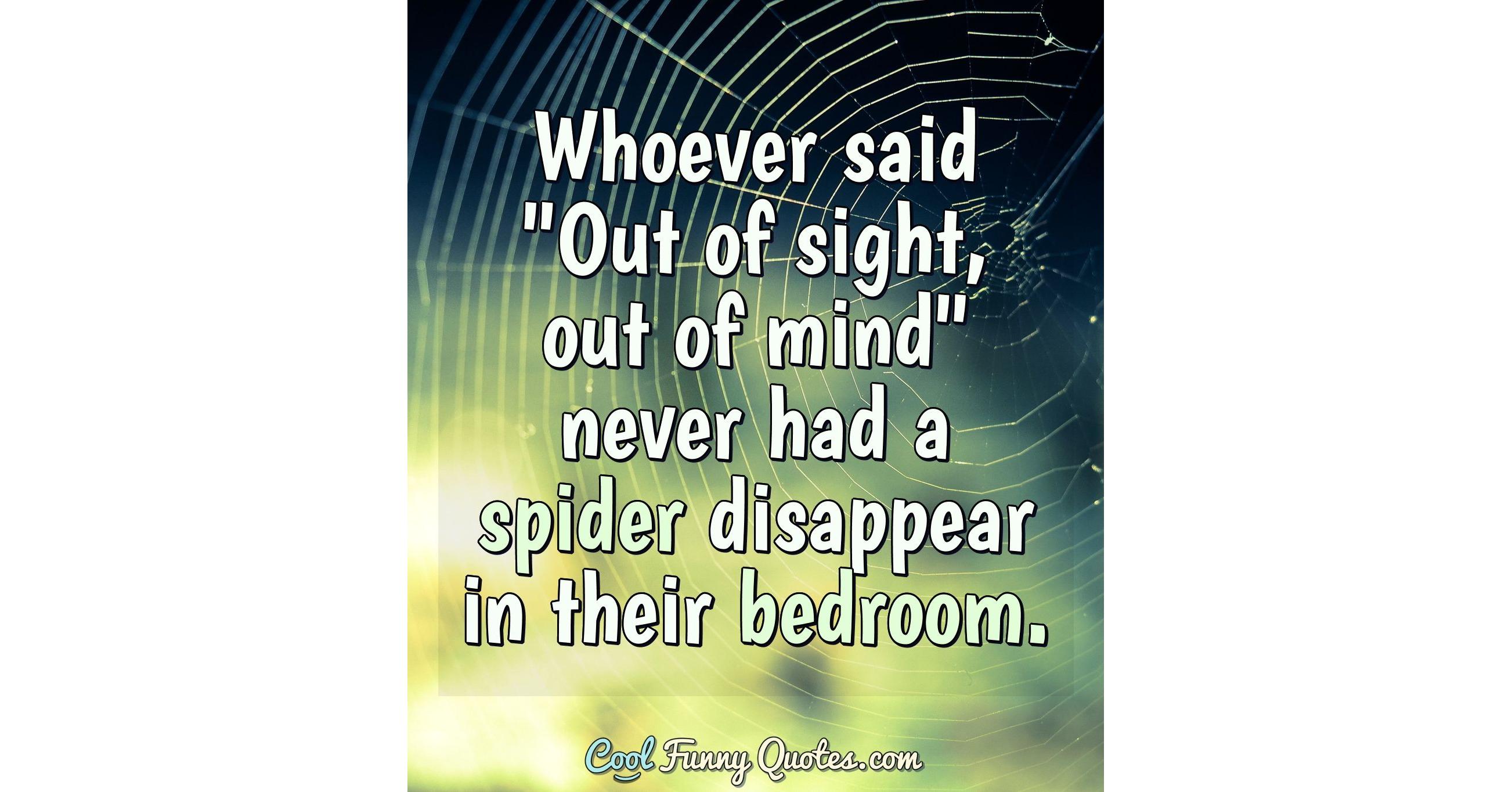 Whoever said "Out of sight, out of mind" never had a spider disappear