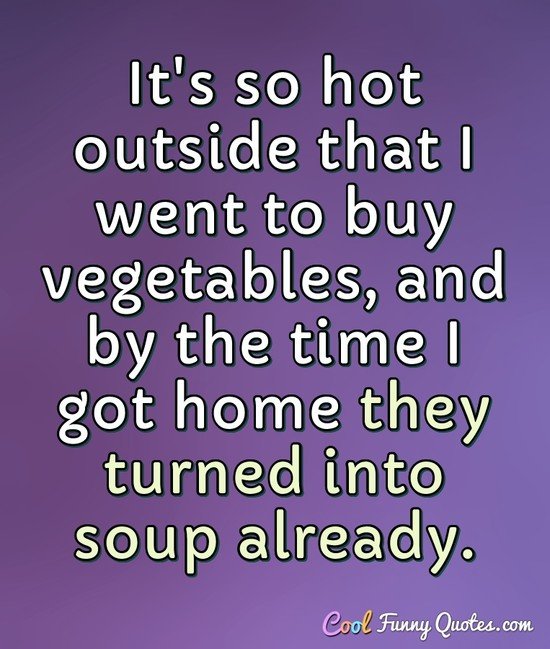 It's so hot outside that I went to buy vegetables, and by the time I got home they turned into soup already. - Anonymous
