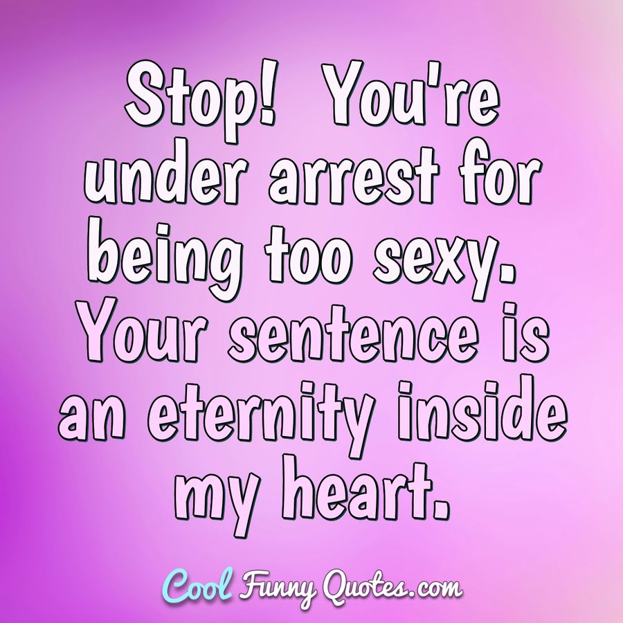 Stop!  You're under arrest for being too sexy.  Your sentence is an eternity inside my heart. - Anonymous