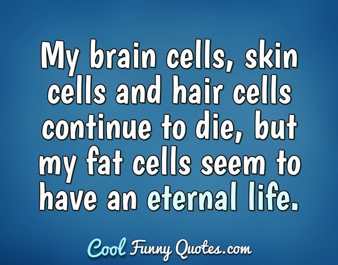 My brain cells, skin cells and hair cells continue to die, but my fat cells seem to have an eternal life. - Anonymous