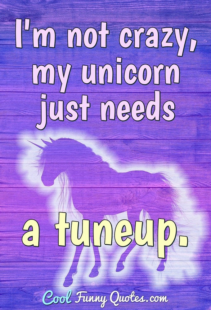 I'm not crazy, my unicorn just needs a tuneup.