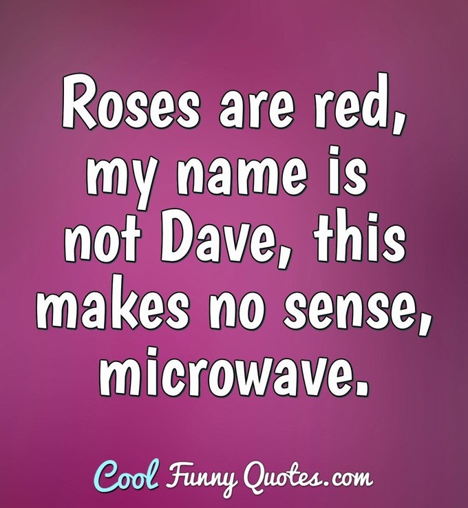 Roses are red, my name is not Dave, this makes no sense, microwave. - Anonymous